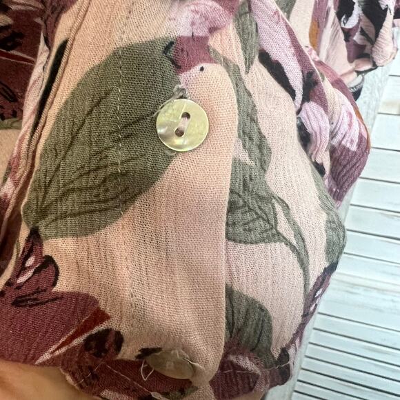 BOHME Women's Medium Top Short Floral Pajama Set Pink Rayon Loungewear Romantic - Picture 7 of 12